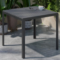 Latitude Run® Indoor/Outdoor Commercial Steel Patio Table with Poly Resin Slatted Top