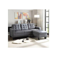 Farm on table Sectional Sofa In Grey Linen