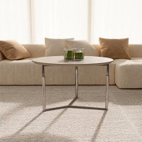 Hokku Designs Simple French Coffee Table Small Household Living Room Cream Style Modern Round Stainless Steel Coffee Tab