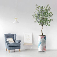 SIGNLEADER T02_Artificial Tree in Contemporary Planter Fake Eucalyptus Silk Tree Indoor Outdoor Home Decoration