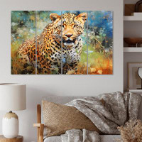 Design Art Leopard Grace IV - Animals Metal Wall Art Prints Set