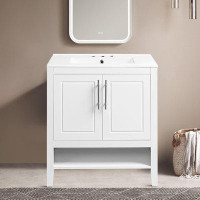 Ebern Designs 30" High quality bathroom vanity with sink, interior drawers and exterior shelves