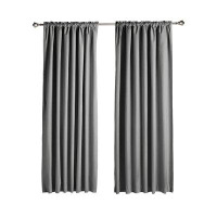 Ebern Designs Room Darkening Blackout Window Curtains With Tie Backs Set - 52 X 84-Inch, Dark Grey, 2 Panels