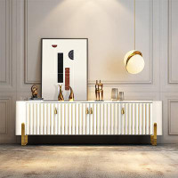 STAR BANNER Modern Simple White Rock Plate Countertop TV Cabinet