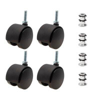 Outwater 3/4" Round Metal Double Star Caster Inserts | 5/16-18 X 1" Threaded Stem | 2" Swivel Hooded Twin Casters | Made