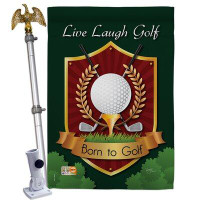 Breeze Decor Live, Laugh, Golf - Impressions Decorative Aluminum Pole & Bracket House Flag Set HS109042-BO-02
