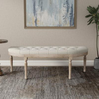 One Allium Way Martelli Linen Upholstered Bench