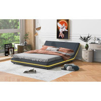 Ivy Bronx Full Size Upholstery Platform Bed Frame With Sloped Headboard - Elegant Grey Finish