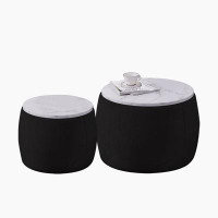 Mercer41 End Table with Storage, Round Accent Side Table with Removable Top
