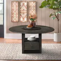 CDecor Home Furnishings Denholm Dark Cocoa Round Storage Dining Table With Drawer