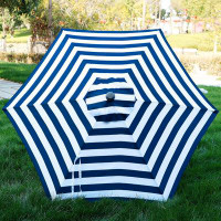 Arlmont & Co. 7.5 Ft Patio Umbrella, Yard Umbrella Push Button Tilt Crank (Blue&White)