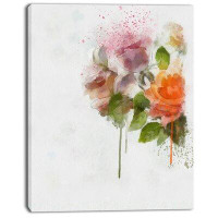 Made in Canada - Design Art 'Abstract Hand-drawn Flowers Sketch' Painting Print on Wrapped Canvas