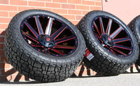 $3850 (5pcs) Rim Tire Package jeep Wrangler Rubicon Shara 22x10 -18 (5Rim5Sensor5Tire) 33x12.5R22 1745 Red Fuel Contra
