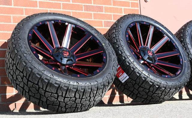 $3850 (5pcs) Rim Tire Package jeep Wrangler Rubicon Shara 22x10 -18 (5Rim5Sensor5Tire) 33x12.5R22 1745 Red Fuel Contra in Tires & Rims in Toronto (GTA)