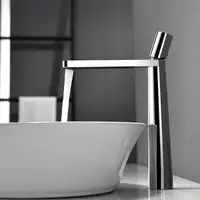 Simple Single Hole - Single Handle Brass Bathroom Vessel Sink Faucet H12.4 (Chrome, White, Black, Gray & Brushed Gold)