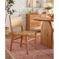 Bay Isle Home™ Biskoupky Leather Side Chair in Natural Acacia