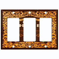 WorldAcc Metal Light Switch Plate Outlet Cover (Vintage Malt Original Whiskey Yellow Frame Border Black - Single Toggle)