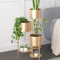 Everly Quinn Metal Plant Stand, 6 Tier Gold Flower Pot Stand Holder Shelf, Foldable Decorative Display Rack