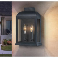 17 Stories 2-light Classic Retro Black 8.3"wide Hardwired Outdoor Wall Lantern Sconce