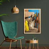 East Urban Home Ambesonne Pug Wall Art With Frame, Puppy Photography With Sad Dog And Wildflowers On A Park Bench, Print