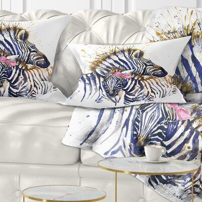 Made in Canada - East Urban Home Zebra Watercolor Leftwards Rectangular Pillow Cover & Insert in Bedding