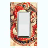 WorldAcc Metal Light Switch Plate Outlet Cover (Old Santa Claus Present Gifts - Single Rocker)