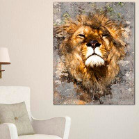 Made in Canada - East Urban Home 'Lion Head with Textures' Graphic Art Print on Canvas