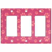 WorldAcc Metal Light Switch Plate Outlet Cover (Orange Red Dog Paw Prints - Single Toggle)