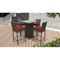 kathy ireland Homes & Gardens by TK Classics River Brook 5-Piece Bar Set with Aluminum Frame Material and Wicker Outer M