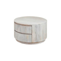 Millwood Pines Christa 2-Drawer 30" Round Coffee Table, Natural Mango