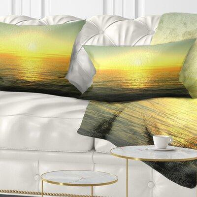 Made in Canada - East Urban Home Beach Brilliant Sunrise over Waters Lumbar Pillow in Bedding