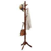 Alcott Hill Wood Coat Rack/Stand, Free Standing Hall Coat Tree with 10 Hooks
