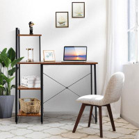 17 Stories TDC Compact Computer Desk Workstation with 4 Tier Shelves for Home and Office