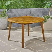 George Oliver Sleek Acacia Wood Outdoor Dining Table - Water Resistant Finish, Straight Leg Base, 47.25 X 30"".