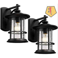 Williston Forge Outdoor Wall Light Fixture Exterior Wall Mount Lantern Waterproof Vintage Wall Sconce With Clear Seedy G