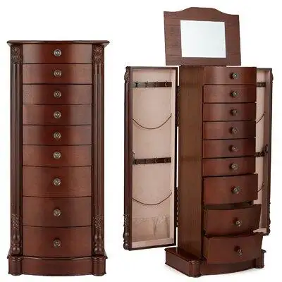 Features: Unique Top Flip Mirror and Organizers This jewelry armoire makes full use of all the space...