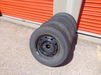 4 Winter Tires * 205 70R15 95Q on Rims 5 Bolt 4.5 Inch * $160.00 for 4 *** Winter Tires ( used tires on rims )