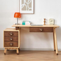 Recon Furniture 47.24" burlywood Rectangular Solid Wood Desk,4-drawer