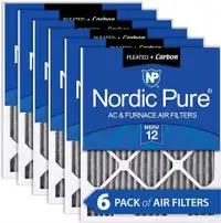 Nordic Pure 20x25x1'' MERV 12 Plus Carbon AC Furnace Filters (6 Pack)