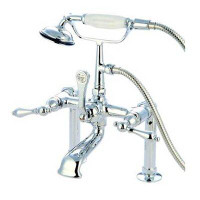 Elements of Design Hot Springs Triple Handle Wall Mounted Clawfoot Tub Faucet with Handshower