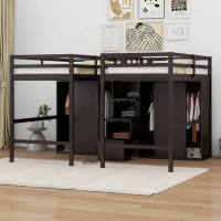 Harriet Bee Jaen Double Twin Loft Beds with Wardrobes and Staircase