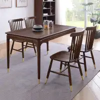 Hokku Designs 4 - Person Nut-brown Rectangular Solid Wood Dining Table Set