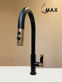 Pull-Out Kitchen Faucet Single Handle Matte Black, Rose Gold