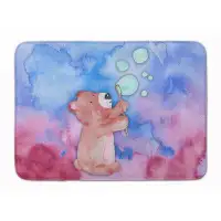 East Urban Home Bear and Bubbles Watercolor Rectangle Microfiber Non-Slip Bath Rug