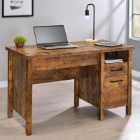 Millwood Pines Davana Lift Top Office Desk with File Cabinet Antique Nutmeg
