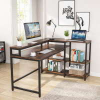 17 Stories Reversible L Shaped Computer Desk With Storage Shelf