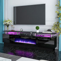 Ivy Bronx 80" Fireplace Tv Stand With 36” Electric Fireplace, 2 Tier Tv Console Stand For Tvs Up To 90"