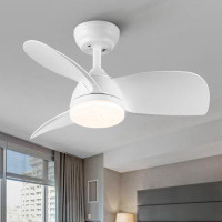 Wrought Studio 28 In Intergrated LED Ceiling Fan Lighting With White ABS Blade