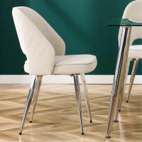 Corrigan Studio Mid-Century Modern Metal Frame Dining Chairs With Curved Back,Set Of 4