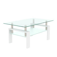 Lipoton Rectangle Glass Coffee Table, Clear Coffee Table, Side Centre Table